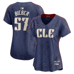 Shane Bieber 57 Baseball team 2024 City Connect Limited Women's Jersey - Navy