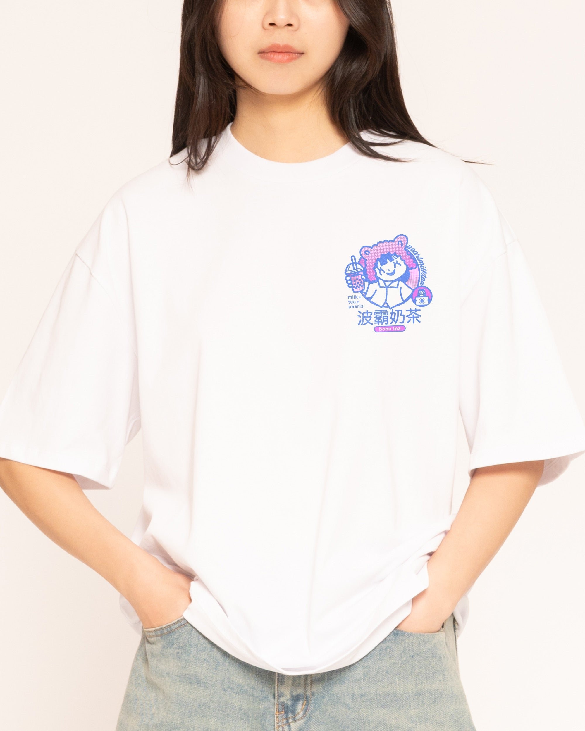Boba Tea Oversized Graphic Tee - Threadheads 90s Boxy Fit Unisex 100% Combed Cotton