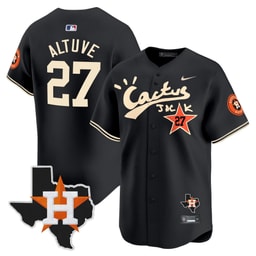 Jose Altuve 27 Baseball team Cactus Jack Houston Patch Limited Men's Jersey - Black
