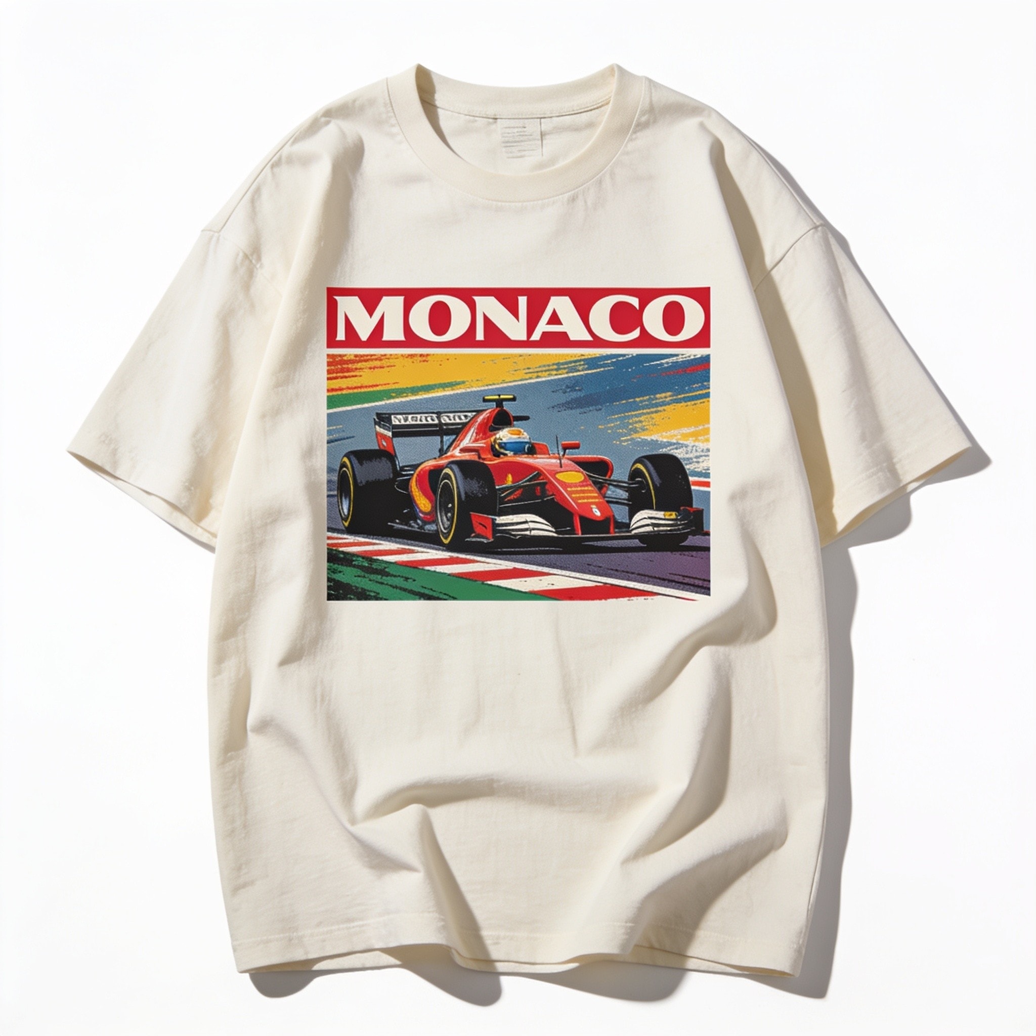 Monaco Racing Oversized Tee - Premium 90s Graphic T-Shirt, Heavyweight 100% Combed Cotton, Unisex