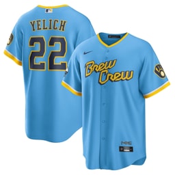 Men's Baseball team Christian Yelich Powder Blue City Connect Player Jersey