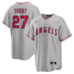 Men's Baseball team Mike Trout Silver Road Player Name Jersey