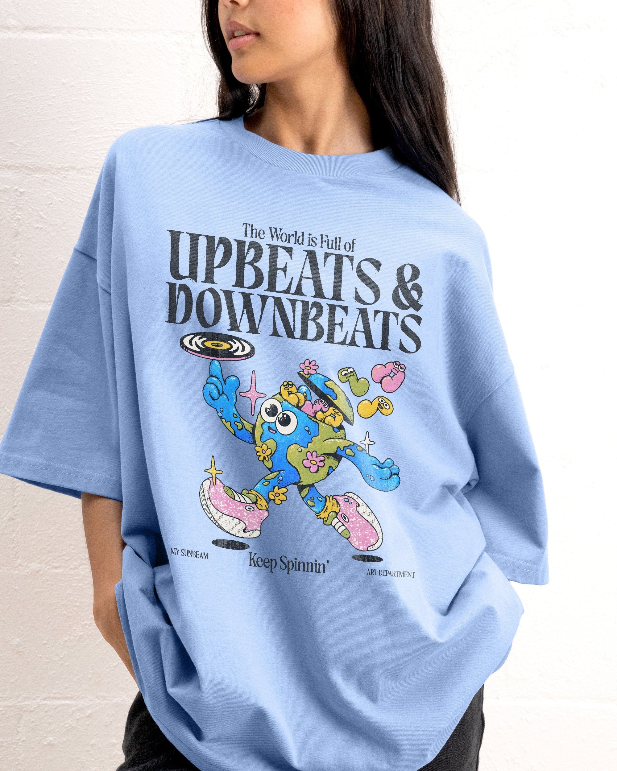 Upbeats & Downbeats Oversized Graphic Tee - Unisex 90s Boxy Fit 100% Combed Cotton