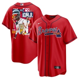 Ronald Acu?a Jr. 13 Baseball team Signed MVP 2023 Alternate Player Men Jersey - Red