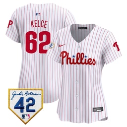 Jason Kelce 62 Baseball team 2024 Jackie Robinson Patch Women's Jersey - White