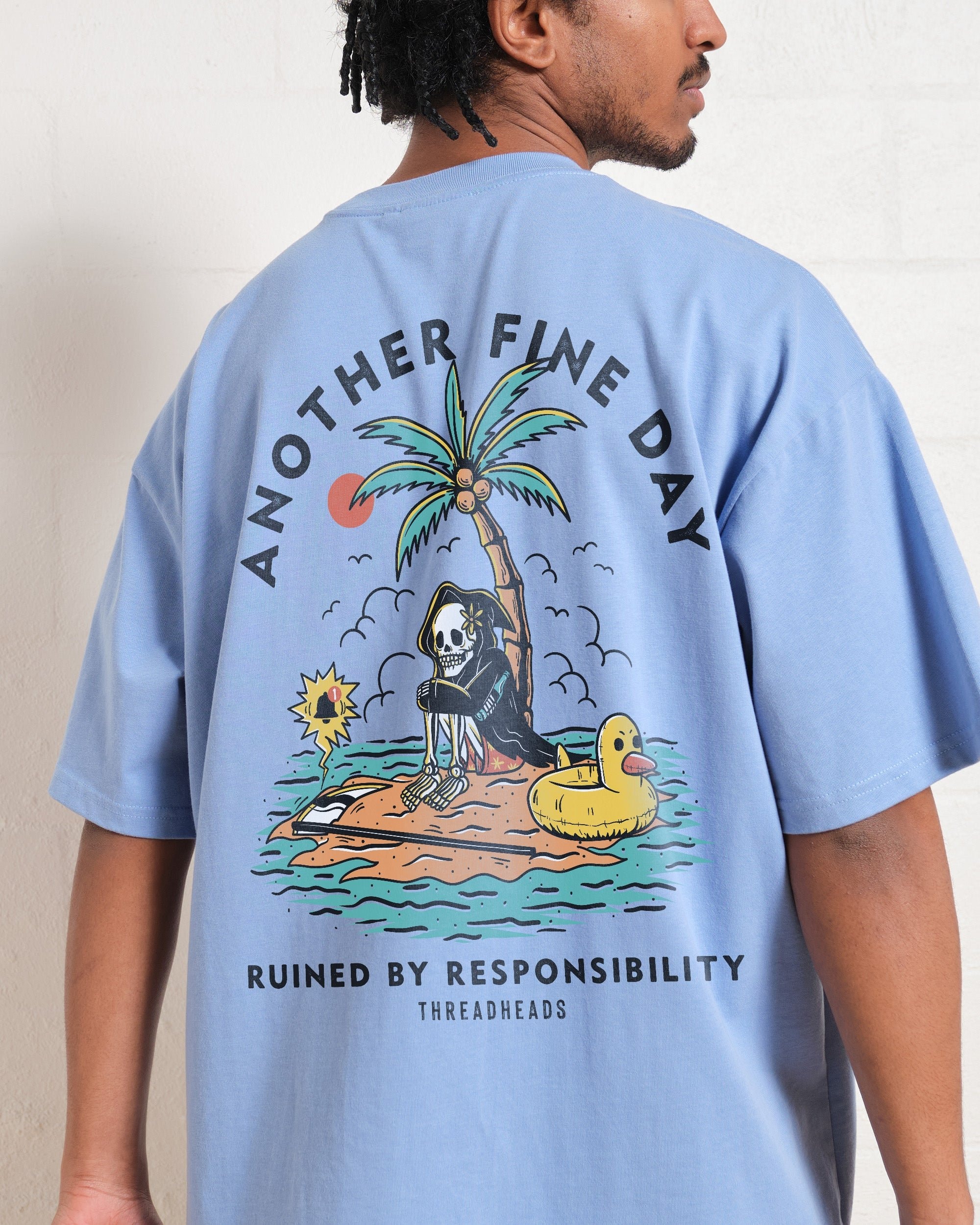 Another Fine Day Oversized Graphic Tee - Unisex 90s Boxy Fit 100% Combed Cotton