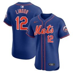 Francisco Lindor 12 Baseball team Alternate Elite Sponsor Patch Player Men Jersey - Royal