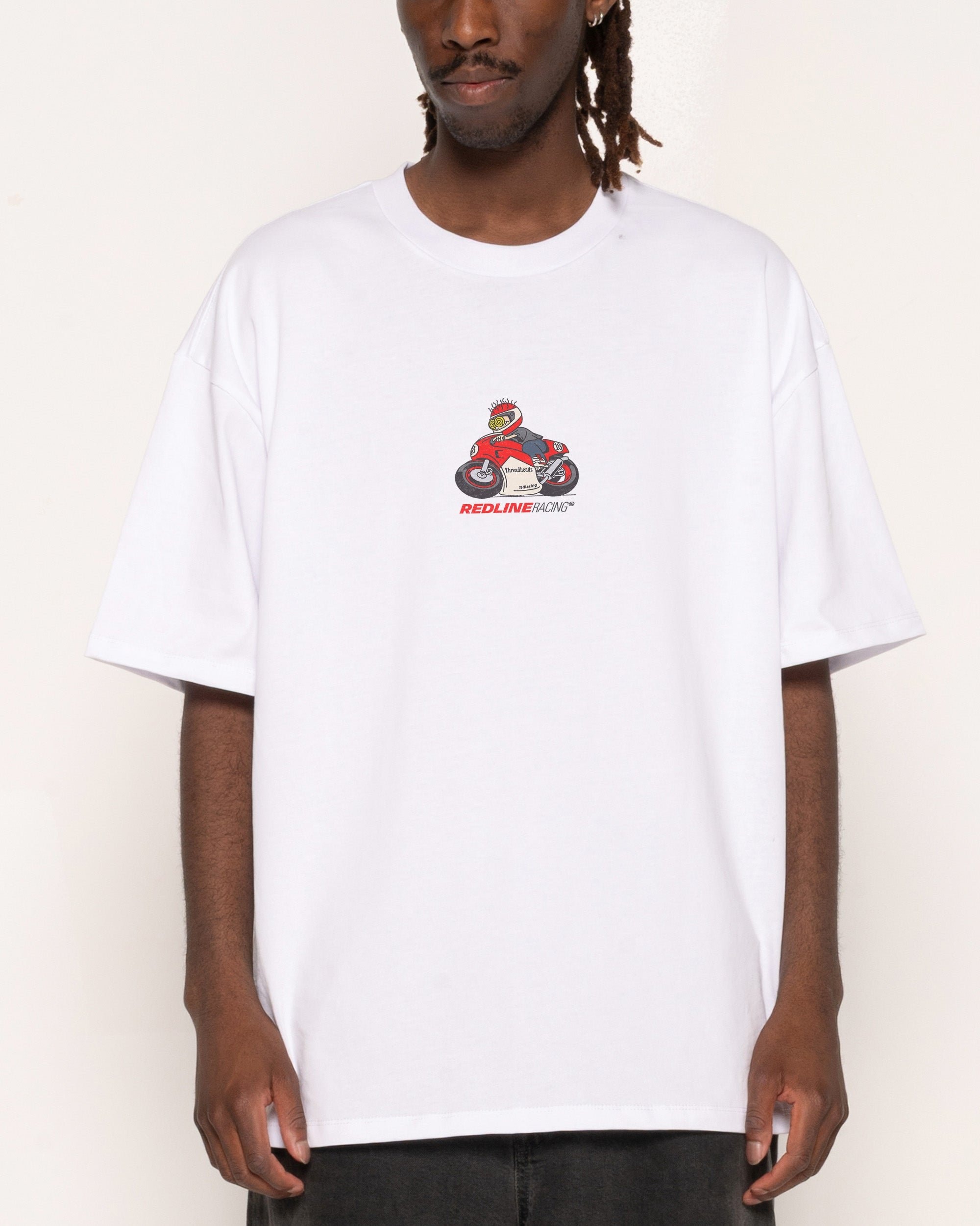 Redline Racing Oversized Graphic Tee - Threadheads 90s Boxy Fit 100% Combed Cotton