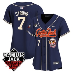 CJ Stroud 7 Baseball team Cactus Jack Celebrity Softball Game Patch Women's Jersey - Navy