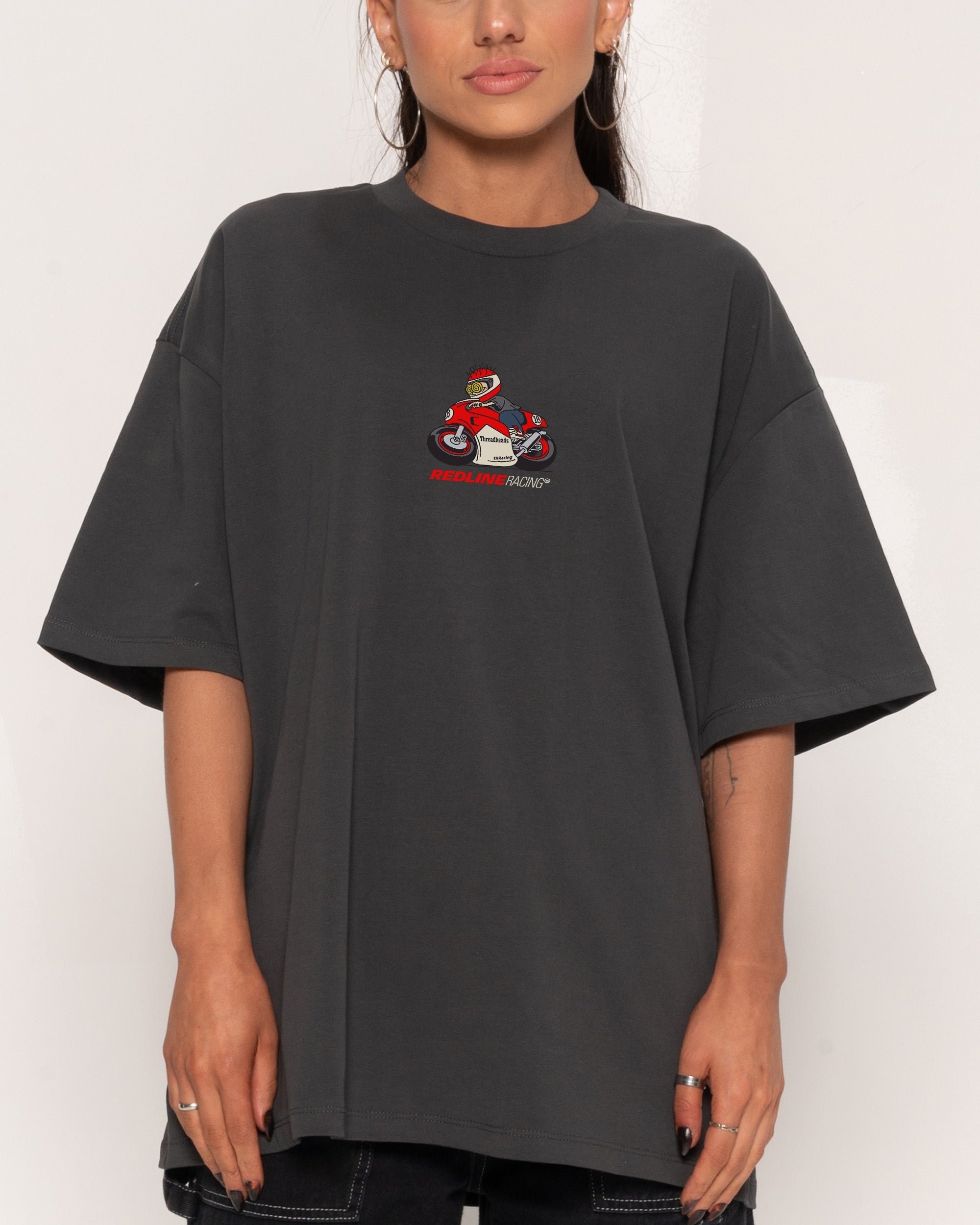 Redline Racing Oversized Graphic Tee - Threadheads 90s Boxy Fit 100% Combed Cotton