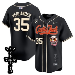Justin Verlander 35 Baseball team Cactus Jack Patch V2 Men's Jersey - Black