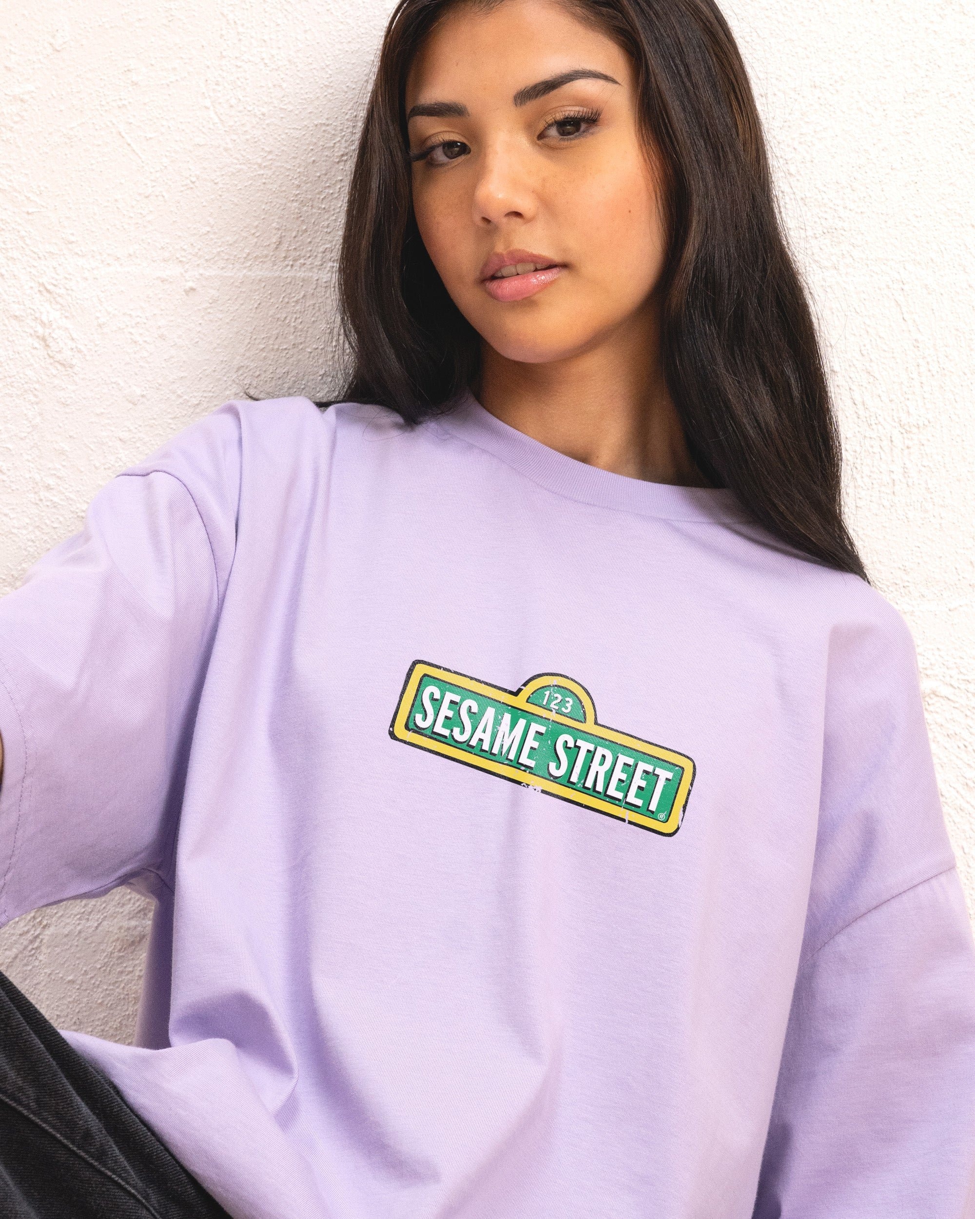 Sesame Street The Gang's All Here Oversized Graphic T-Shirt - Unisex 90s Boxy Fit
