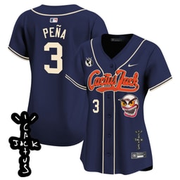 Jeremy Pena 3 Baseball team Cactus Jack Patch V2 Women's Jersey - Navy