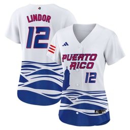 Francisco Lindor 12 Puerto Rico 2023 World Baseball Classic Women's Baseball Jersey - White
