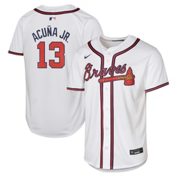 Youth Baseball team Ronald Acu?a Jr. White Home Limited Player Jersey