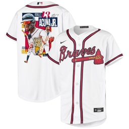 Ronald Acu?a Jr. 13 Baseball team Signed MVP 2023 Home Player YOUTH Jersey - White Red
