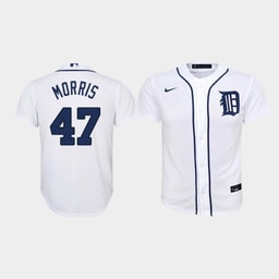 Youth Baseball team 47 Jack Morris Home White Jersey