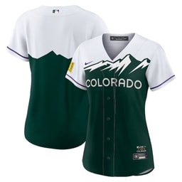 Baseball team Women's City Connect Team Jersey - White/Forest Green