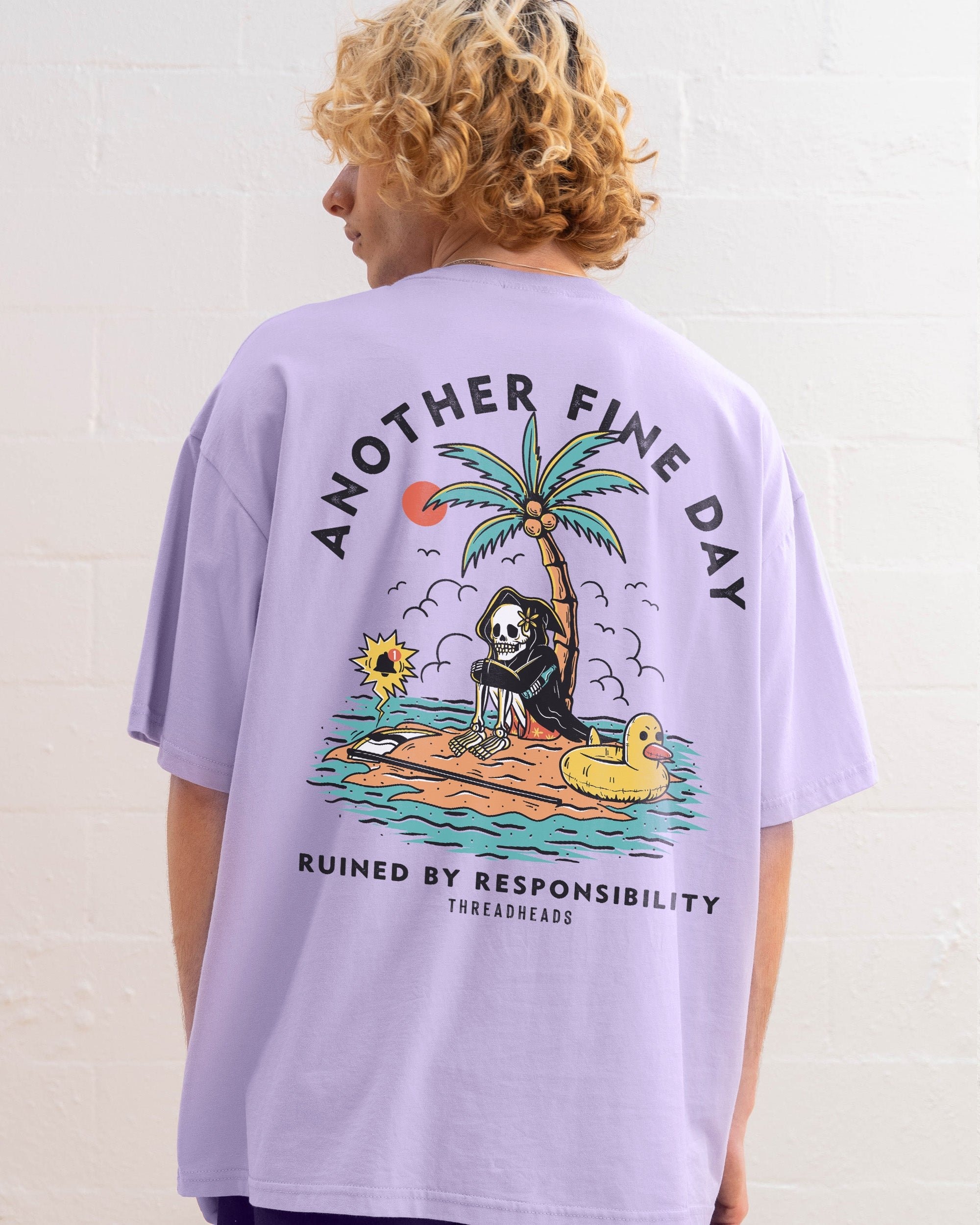 Another Fine Day Oversized Graphic Tee - Unisex 90s Boxy Fit 100% Combed Cotton