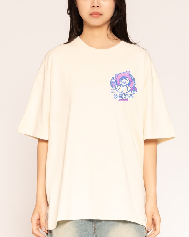Boba Tea Oversized Graphic Tee - Threadheads 90s Boxy Fit Unisex 100% Combed Cotton