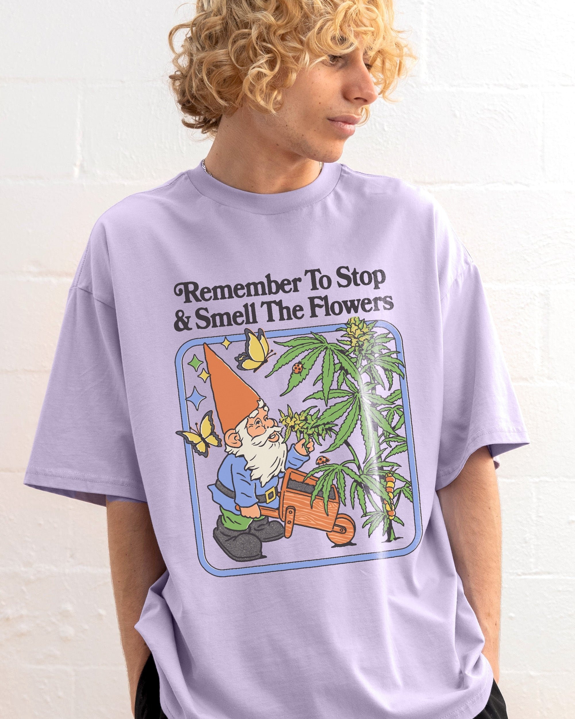 Smell The Flowers Oversized Graphic Tee - Steven Rhodes 90s Boxy Fit Unisex Cotton T-Shirt