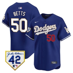 Mookie Betts 50 Baseball team 2024 Jackie Robinson Patch Men's Jersey - Royal