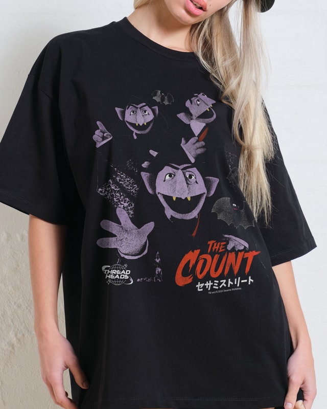 Japan Count Oversized Graphic Tee - Sesame Street Collab, Unisex, Heavyweight Cotton