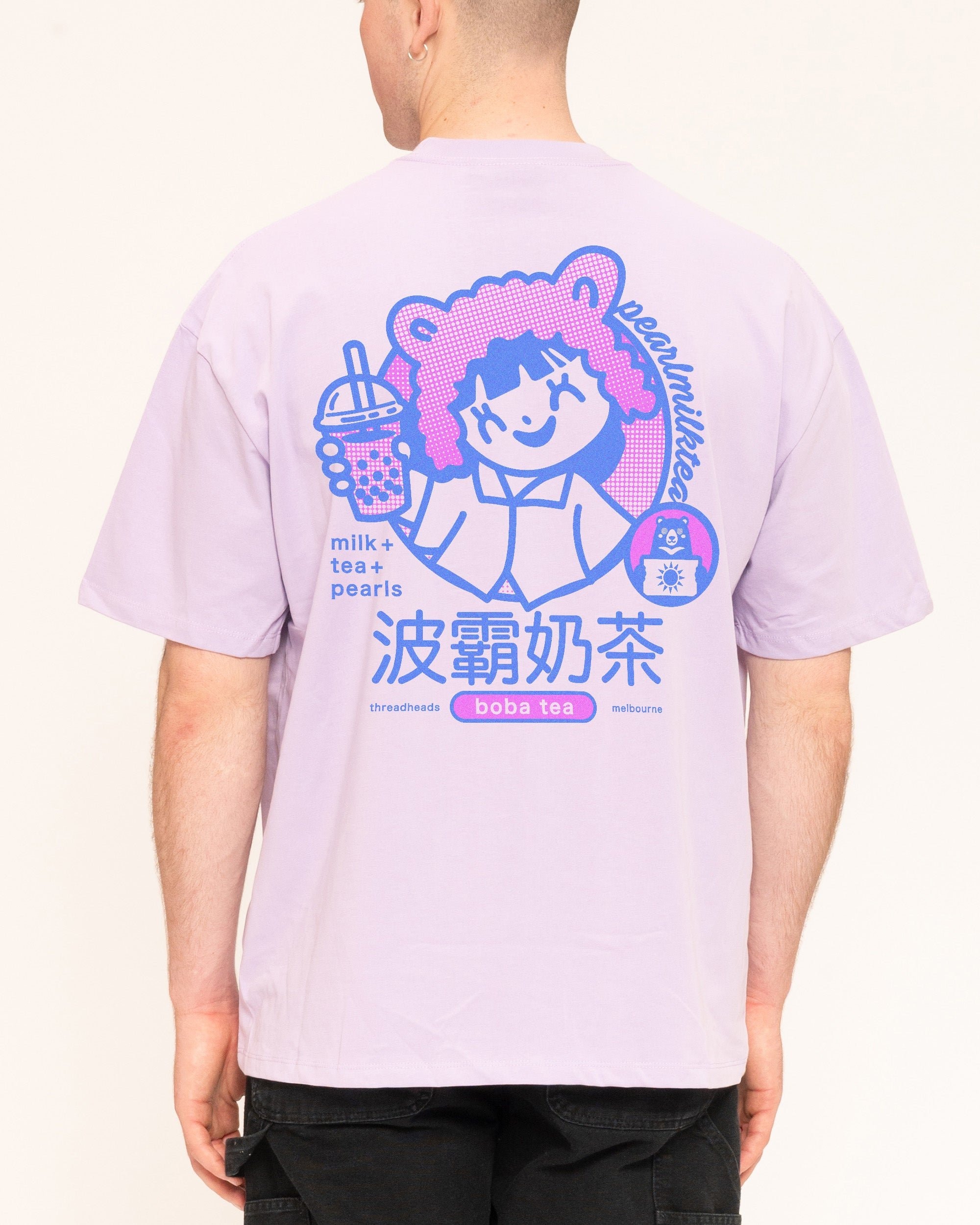 Boba Tea Oversized Graphic Tee - Threadheads 90s Boxy Fit Unisex 100% Combed Cotton