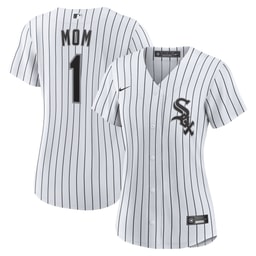 Women's Baseball team White #1 Mom Home Jersey
