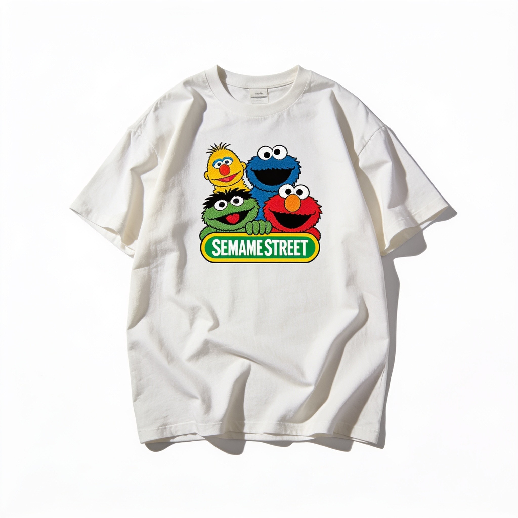 Walk With Me Oversized Sesame Street Graphic Tee - Unisex 90s Boxy Fit Cotton T-Shirt
