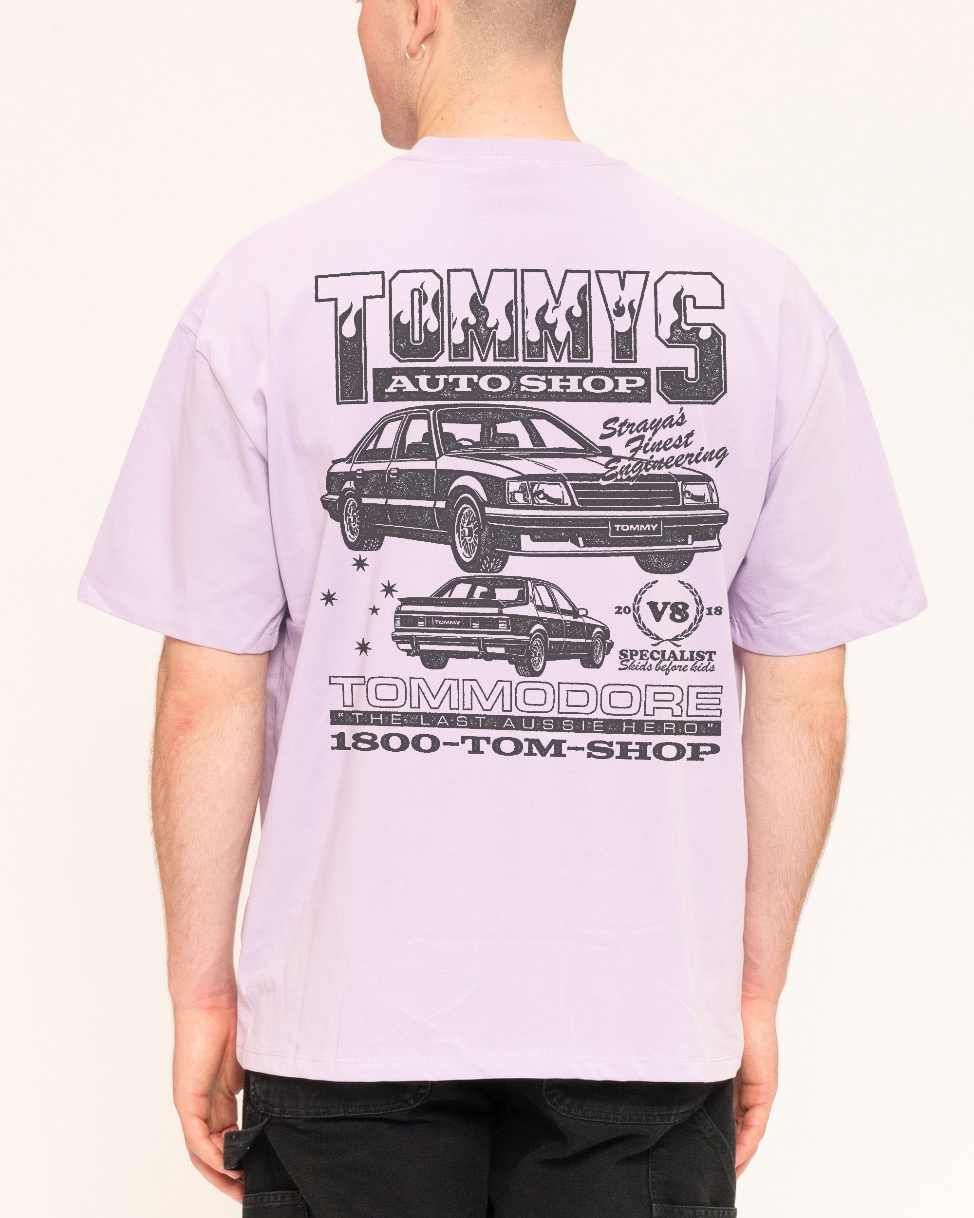 Tommy's Auto Shop Oversized Graphic Tee - Unisex 90s Boxy Fit 100% Combed Cotton