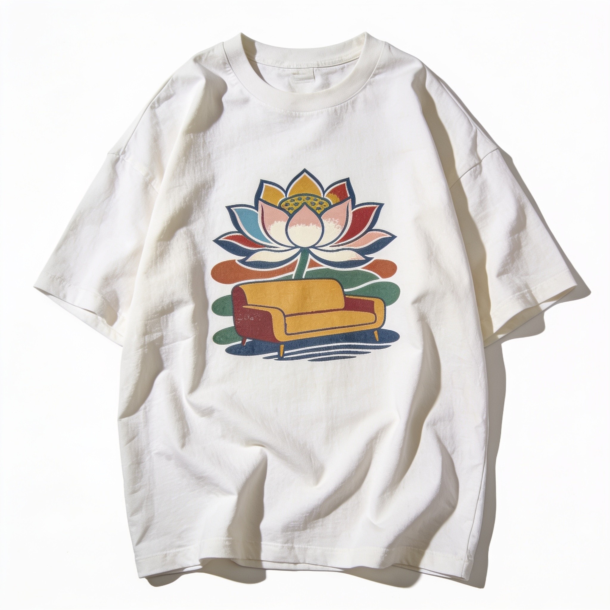 Lotus Lounge Oversized Graphic Tee Unisex 90s Boxy Fit 100% Combed Cotton