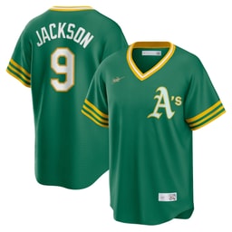 Men's Baseball team Reggie Jackson Kelly Green Road Cooperstown Collection Player Jersey