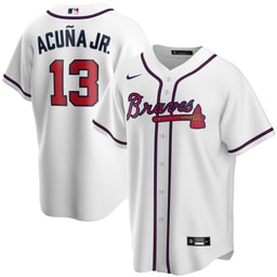 Youth Baseball team Ronald Acu?a Jr. White Alternate Player Jersey