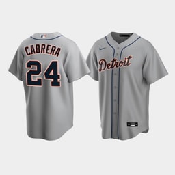 Men's Baseball team 24 Miguel Cabrera Gray Road Jersey