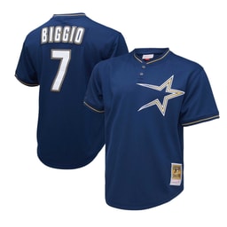 Men's Baseball team Craig Biggio Apparel brand Navy 1991 Cooperstown Collection Mesh Pullover Jersey