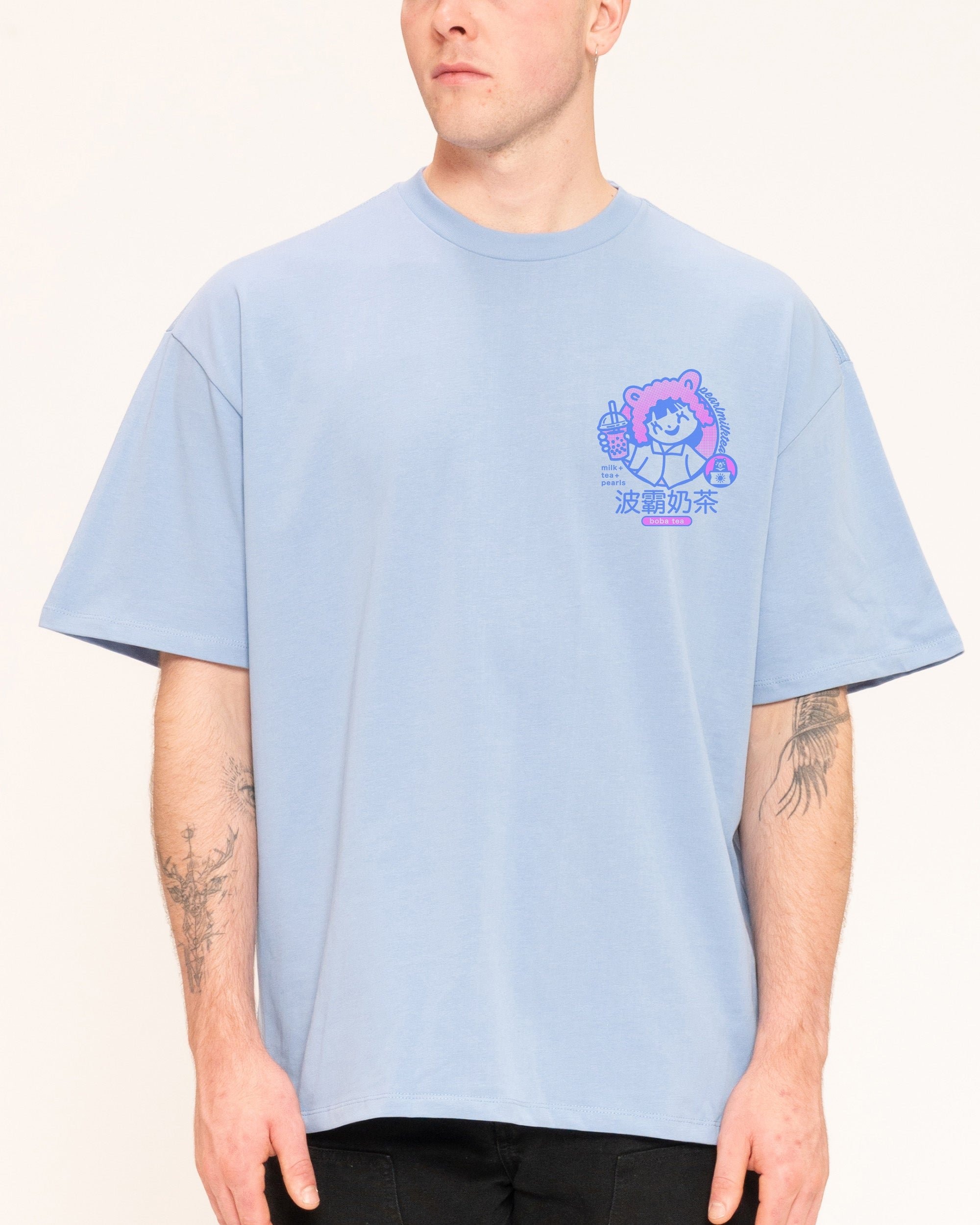 Boba Tea Oversized Graphic Tee - Threadheads 90s Boxy Fit Unisex 100% Combed Cotton