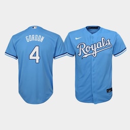 Youth Baseball team Alex Gordon 4 Light Blue Alternate Jersey
