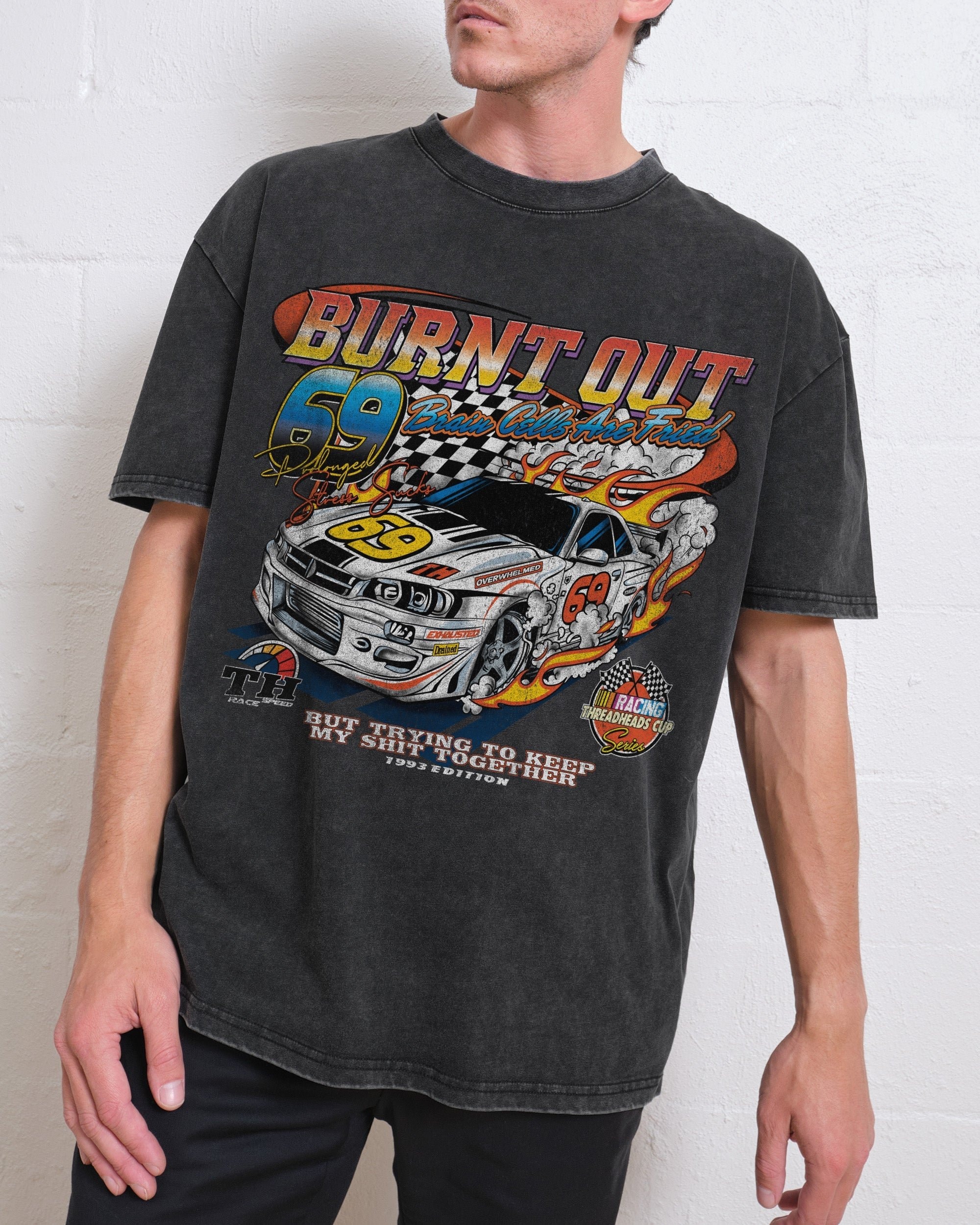 Burnt Out Oversized Tee Unisex 90s Graphic T-Shirt 100% Combed Cotton Heavyweight