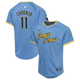 Jackson Chourio 11 Baseball team 2024 City Connect Limited Youth Jersey - Powder Blue
