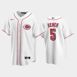 Home Reds 5 Johnny Bench White Jersey