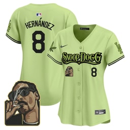 Kike Hernandez 8 Baseball team Snoop Dogg Women's Jersey - Light Green