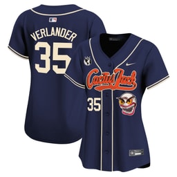 Justin Verlander 35 Baseball team Cactus Jack Patch Women's Jersey - Navy