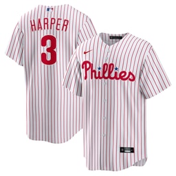 Men's Baseball team Bryce Harper Home Player Name Jersey, White