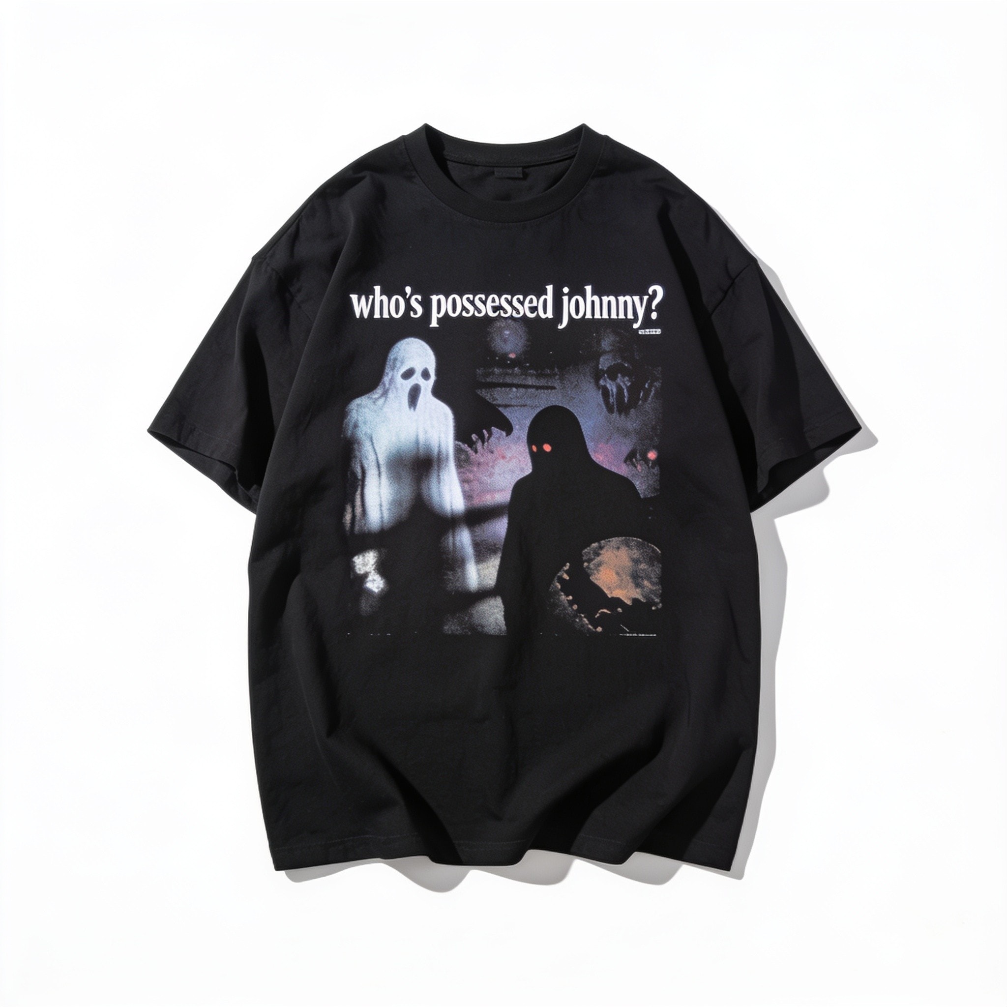 Who's Possessed Johnny? Oversized Graphic T-Shirt - Steven Rhodes 90s Boxy Fit Unisex Tee