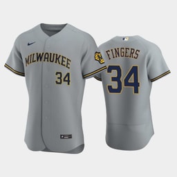 Baseball team 34 Rollie Fingers Road Team Gray Jersey