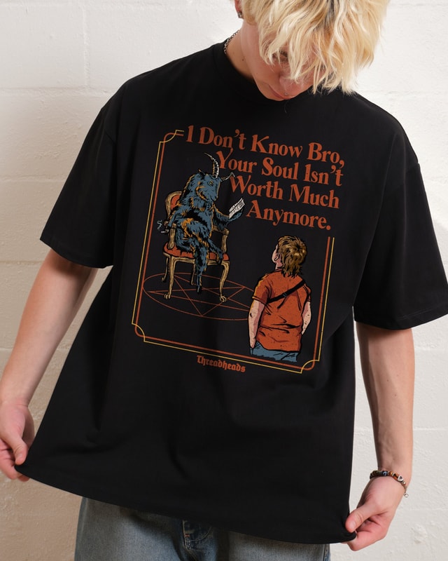 Worthless Soul Oversized Graphic Tee - Unisex 90s Boxy Fit 100% Combed Cotton