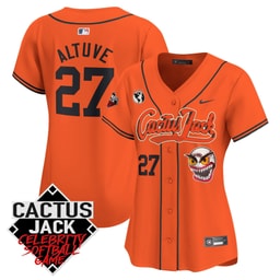 Jos? Altuve 27 Baseball team Cactus Jack Celebrity Softball Game Patch Women Jersey - Orange