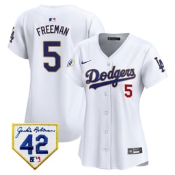 Freddie Freeman 5 Baseball team 2024 Jackie Robinson Patch Women's Jersey - White