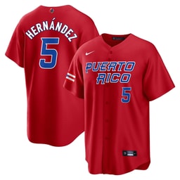 Enrique Hernandez 5 Puerto Rico 2023 World Baseball Classic Baseball Men's Jersey - Red